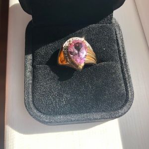 Pear Shaped 6 Carat Morganite and Diamond Ring